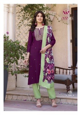 Woodee Siyoni Premium Rayon Kurti Palazzo Set with Muslin Digital Print Dupatta And Handwork Latkan Wholesale kurtis catalogs