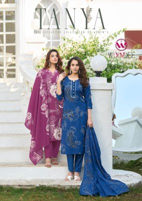 Woodee Tanya 3 Piece Kurti Palazzo with Dupatta Fancy Palazzo suit catalogue