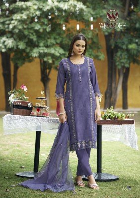 Woodee Wamika Pure Organza Thread Work Kurti Pant with Lace And Dupatta Latkan Wholesale kurtis catalogs