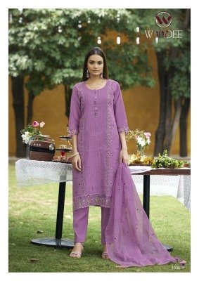Woodee Wamika Pure Organza Thread Work Kurti Pant with Lace And Dupatta Latkan Wholesale kurtis catalogs