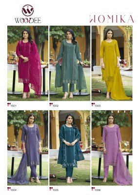 Woodee Wamika Pure Organza Thread Work Kurti Pant with Lace And Dupatta Latkan Wholesale kurtis catalogs