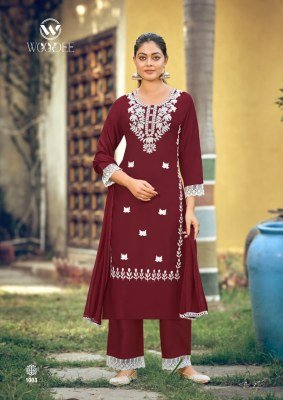 Woodee White Lotus Vol 3 Liva Rayon Kurti Palazzo Set with Nazneen Dupatta (S–3XL) Fancy Palazzo suit catalogue
