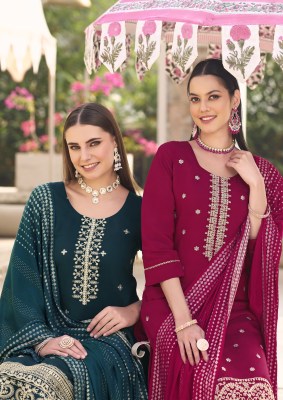 Woodee by Raashi Premiume Roman Silk Cording Work Fancy Kurti Pant and Dupatta catalogue at affordable rate Rashi prints 