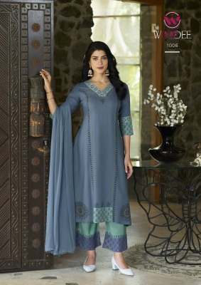 Woodee by Tamanna Premium Quality reyon top bottom and dupatta catalogue with affordable rate readymade suit catalogs