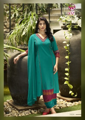 Woodee by Tamanna Premium Quality reyon top bottom and dupatta catalogue with affordable rate readymade suit catalogs