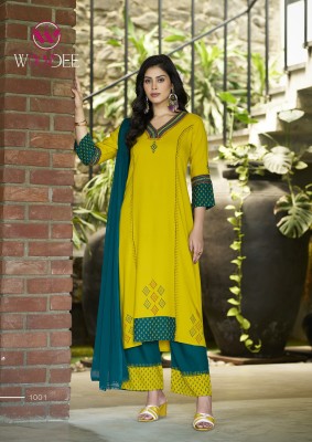 Woodee by Tamanna Premium Quality reyon top bottom and dupatta catalogue with affordable rate readymade suit catalogs