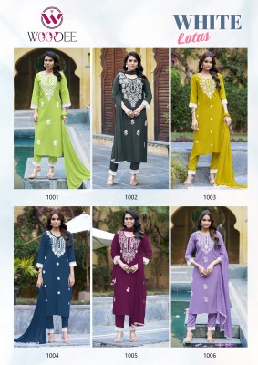 Woodee by White Lotus Premium quality top bottom with dupatta catalogue at low rate readymade suit catalogs