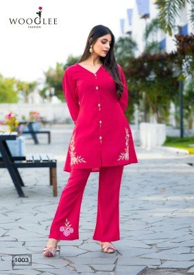 Wooglee Asthetica Viscose Silk Thread And Handwork Co ord Set Collection Wholesale  co ord set catalogs