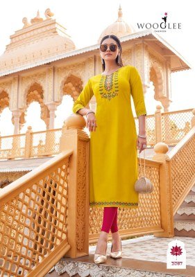 Wooglee Barbella Vol 13 Heavy Rayon Thread And Handwork Designer Kurti Wholesale kurtis catalogs