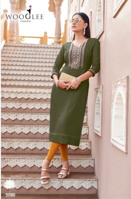 Wooglee Barbella Vol 13 Heavy Rayon Thread And Handwork Designer Kurti Wholesale kurtis catalogs
