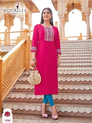 Wooglee Barbella Vol 13 Heavy Rayon Thread And Handwork Designer Kurti Wholesale kurtis catalogs