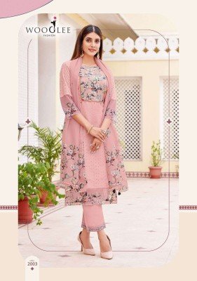 Wooglee Kashmira Premium Cotton Shifli Suit Kurti Pant  Handwork And Organza Printed Dupatta Wholesale kurtis catalogs