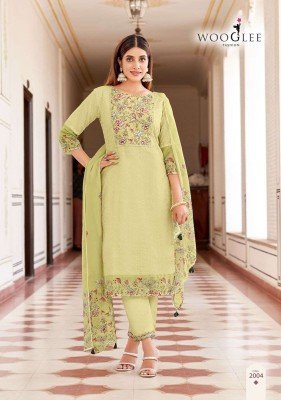 Wooglee Kashmira Premium Cotton Shifli Suit Kurti Pant  Handwork And Organza Printed Dupatta Wholesale kurtis catalogs