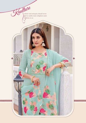 Wooglee Kashmira Premium Cotton Shifli Suit Kurti Pant  Handwork And Organza Printed Dupatta Wholesale kurtis catalogs