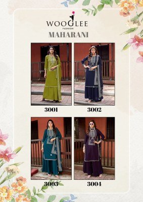 Wooglee Maharani Heavy Rayon Handwork Kurti Sharara Set Wholesale readymade suit catalogs