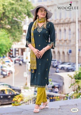 Wooglee Nagma Elegant Viscose Weaving Suit with Hand And  Threadwork  Lycra Cotton Bottom And Silk Print Dupatta Wholesale kurtis catalogs