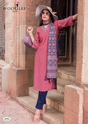 Wooglee Nagma Elegant Viscose Weaving Suit with Hand And  Threadwork  Lycra Cotton Bottom And Silk Print Dupatta Wholesale kurtis catalogs