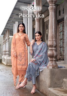 Wooglee Poorvika Mull Chanderi Handwork Suits with Organza Dupatta Wooglee