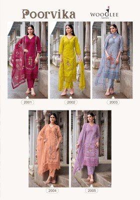 Wooglee Poorvika Mull Chanderi Handwork Suits with Organza Dupatta readymade suit catalogs