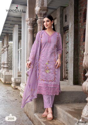Wooglee Poorvika Mull Chanderi Handwork Suits with Organza Dupatta readymade suit catalogs