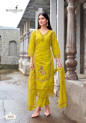 Wooglee Poorvika Mull Chanderi Handwork Suits with Organza Dupatta readymade suit catalogs