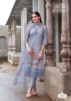 Wooglee Poorvika Mull Chanderi Handwork Suits with Organza Dupatta readymade suit catalogs