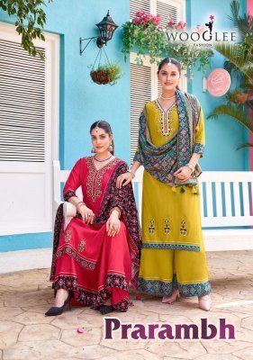 Wooglee Prarambh Modal Weaving And Thread Work Top with Modal Bottom And Muslin Print Dupatta Wholesale kurtis catalogs