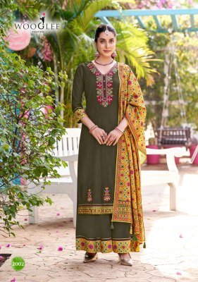 Wooglee Prarambh Modal Weaving And Thread Work Top with Modal Bottom And Muslin Print Dupatta Wholesale kurtis catalogs