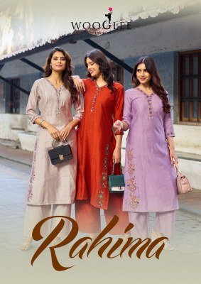 Wooglee Rahima Viscose Weaving Kurti Pant Set with Thread   Handwork  S   3XL  Fancy Palazzo suit catalogue