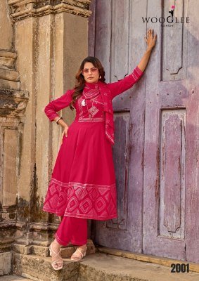 Wooglee Rangveli Collection Rayon Printed Handwork Suit Set readymade suit catalogs