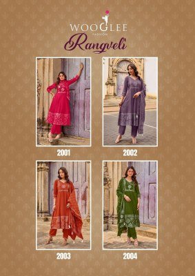 Wooglee Rangveli Collection Rayon Printed Handwork Suit Set readymade suit catalogs