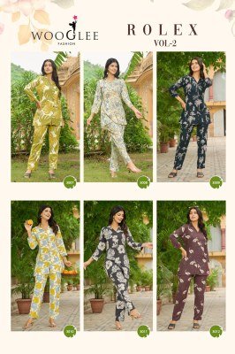 Wooglee Rolex Vol 2 Trendy Rayon Print Co ord Set for Women Wholesale co ord set catalogs