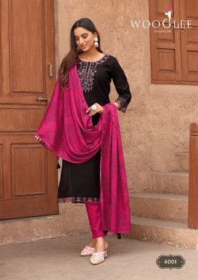 Wooglee Sagaai Vol 2 Viscose Weaving Top with Thread And Hand Work, Cotton Lycra Bottom, Bandhani Print Dupatta Wholesale kurtis catalogs