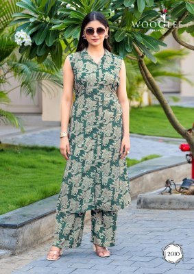 Wooglee Samiksha Vol 2 Rayon Printed Top with Fabric Attached Sleeves And Rayon Printed Bottom Set Wholesale kurtis catalogs