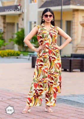 Wooglee Samiksha Vol 2 Rayon Printed Top with Fabric Attached Sleeves And Rayon Printed Bottom Set Wholesale kurtis catalogs