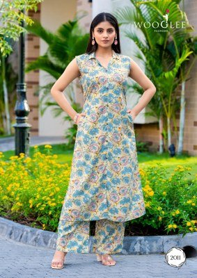Wooglee Samiksha Vol 2 Rayon Printed Top with Fabric Attached Sleeves And Rayon Printed Bottom Set Wholesale kurtis catalogs