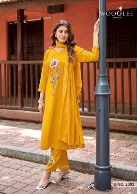 Wooglee Sanskriti Heavy Rayon Thread & Handwork Kurti Pant with Nazmeen Dupatta Set kurti pant with dupatta Catalogs