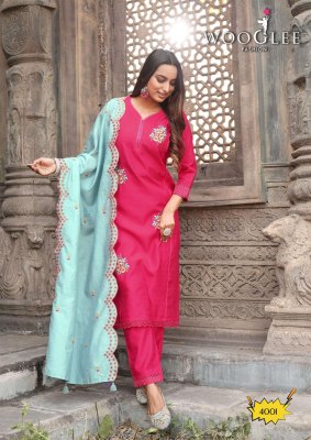 Wooglee Saugaat Premium Viscose Weaving Kurti Pant Set with Thread And Handwork Chanderi Dupatta Wholesale kurtis catalogs