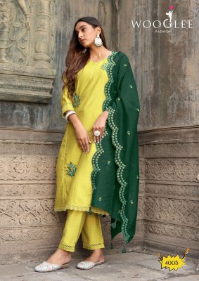 Wooglee Saugaat Premium Viscose Weaving Kurti Pant Set with Thread And Handwork Chanderi Dupatta Wholesale kurtis catalogs