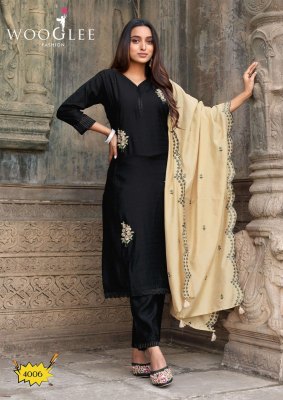 Wooglee Saugaat Premium Viscose Weaving Kurti Pant Set with Thread And Handwork Chanderi Dupatta Wholesale kurtis catalogs