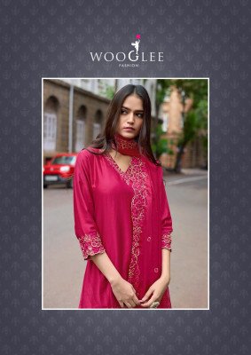 Wooglee Shabnam Gajji Silk Kurti Pant Set with Organza Dupatta (M–3XL) Fancy Palazzo suit catalogue