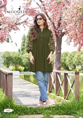 Wooglee Trendy Touch Rayon Slub Kurti with Thread and Handwork western wear catalogs