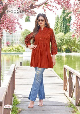 Wooglee Trendy Touch Rayon Slub Kurti with Thread and Handwork western wear catalogs