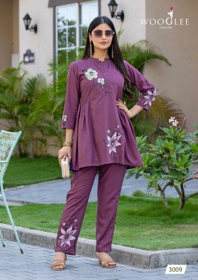 Wooglee Tulip Vol 2 Ethnic Rayon Slub Top and Bottom Set Print And Handwork Wholesale kurtis catalogs