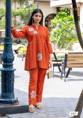 Wooglee Tulip Vol 2 Ethnic Rayon Slub Top and Bottom Set Print And Handwork Wholesale kurtis catalogs
