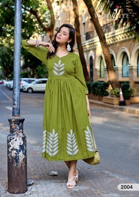 Wooglee Yamini Heavy Rayon Kurti with Pocket & Thread Appliqué Work kurtis catalogs