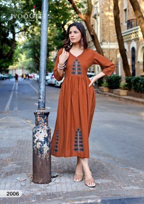 Wooglee Yamini Heavy Rayon Kurti with Pocket & Thread Appliqué Work kurtis catalogs
