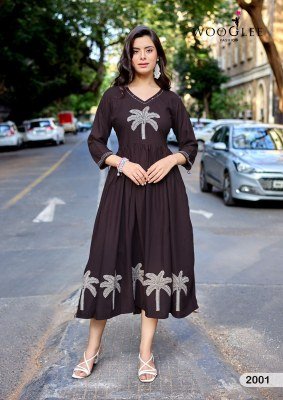 Wooglee Yamini Heavy Rayon Kurti with Pocket & Thread Appliqué Work kurtis catalogs