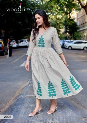 Wooglee Yamini Heavy Rayon Kurti with Pocket & Thread Appliqué Work kurtis catalogs
