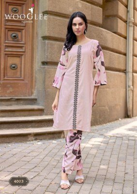 Wooglee Yanaa Heavy Rayon Kurti Pant Set with Thread & Handwork kurtis catalogs